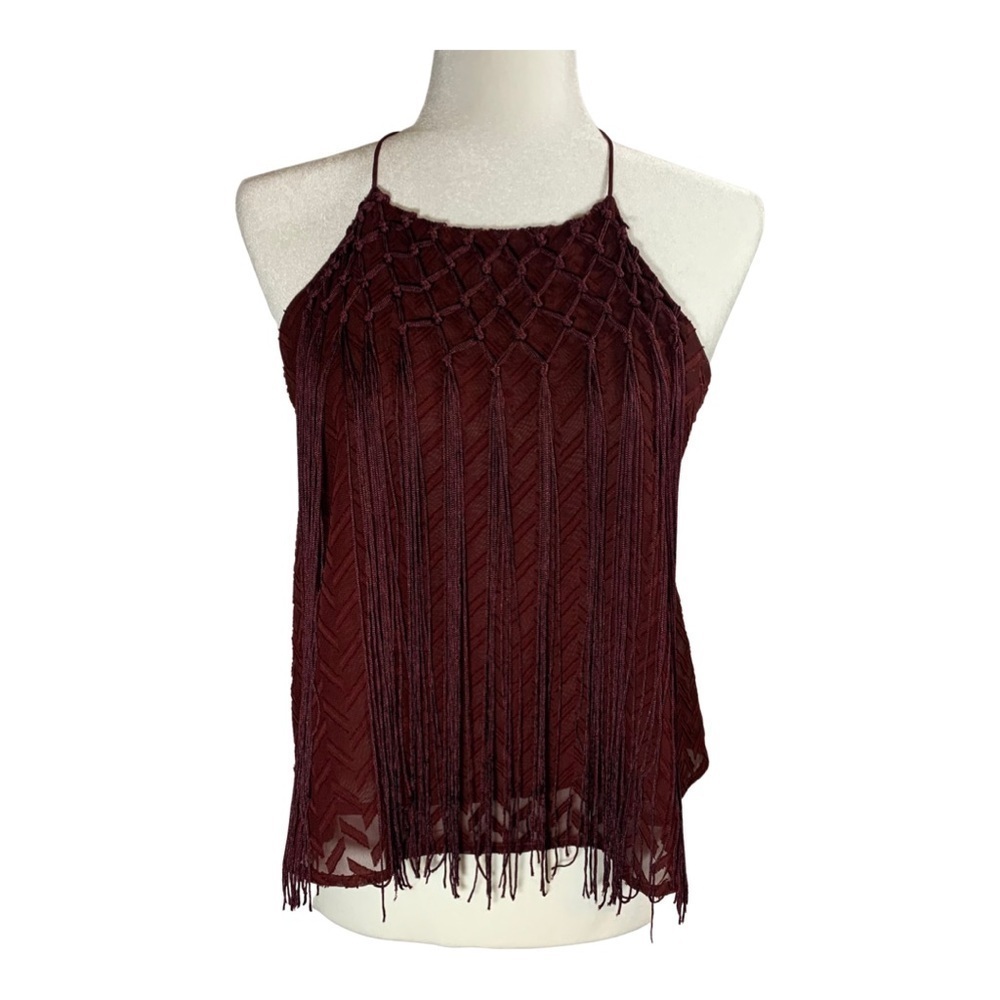ASTR women's boho maroon tank top, M